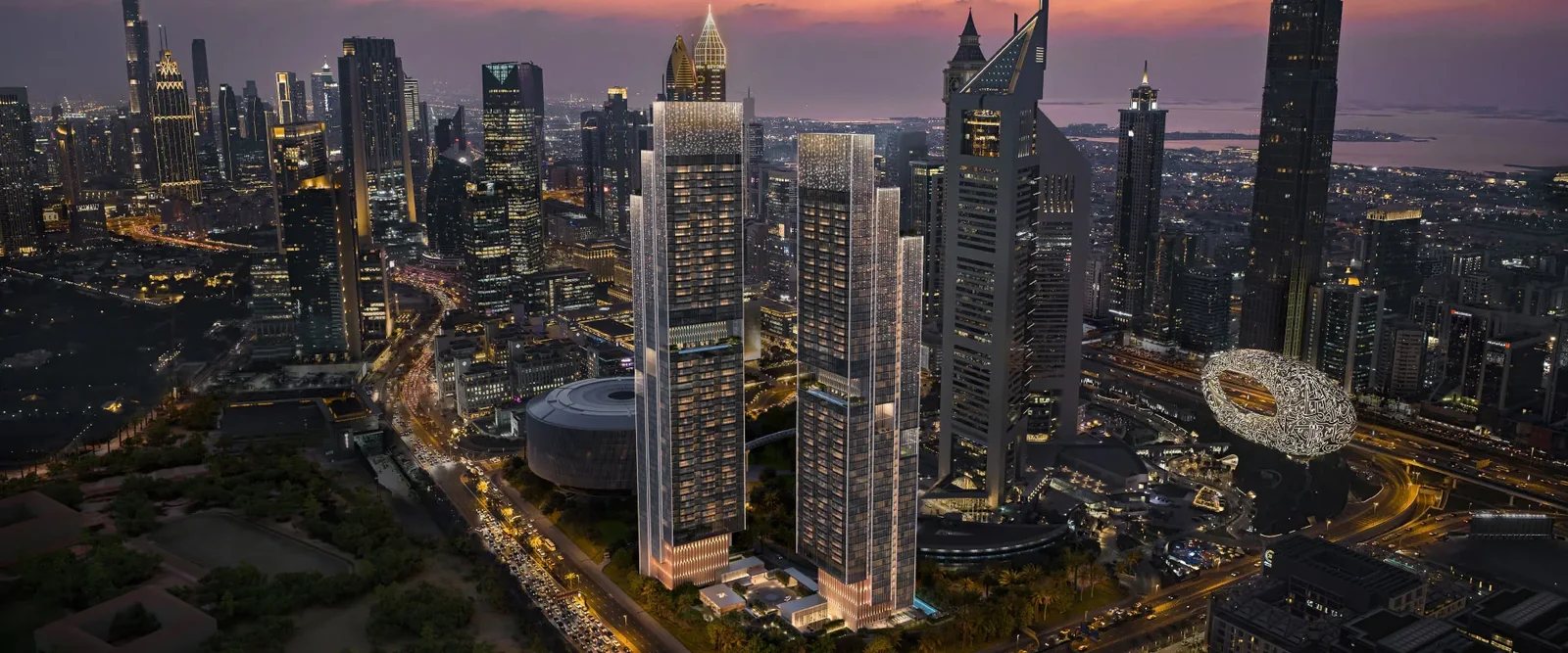 Official architectural render of Jumeirah Residences Emirates Towers
