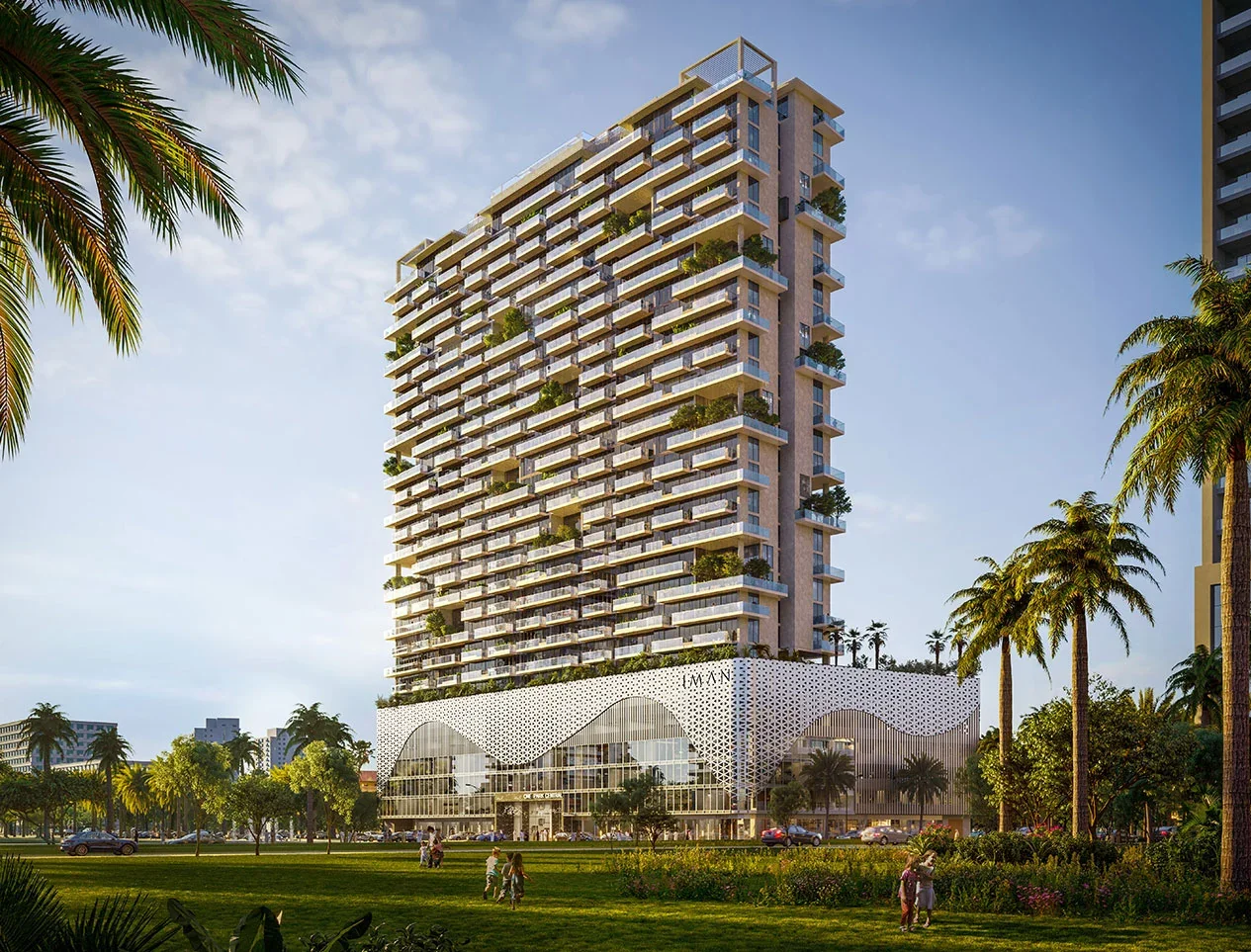 Official architectural render of One Park Central in Jumeirah Village Circle