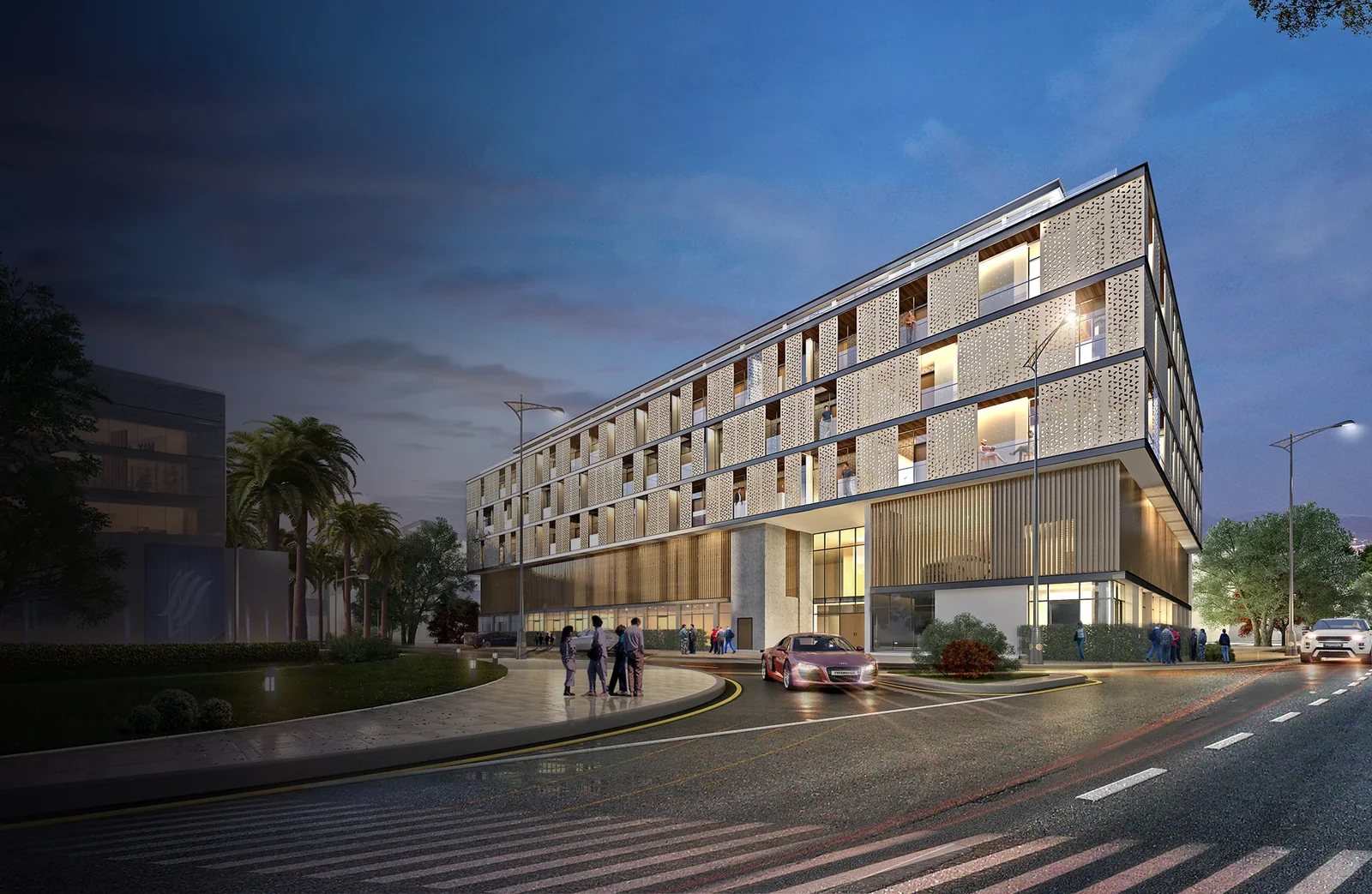 Official architectural render of Serenity Lakes 5 in Jumeirah Village Circle