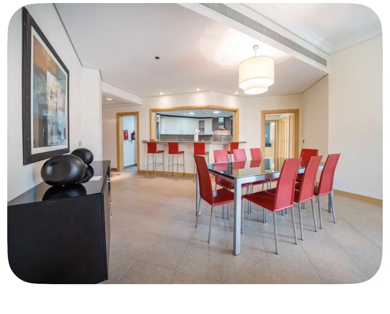 Original dining area looking toward the living room