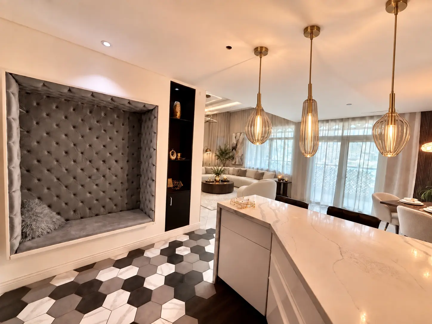 Additional view of renovated open-plan kitchen and living area