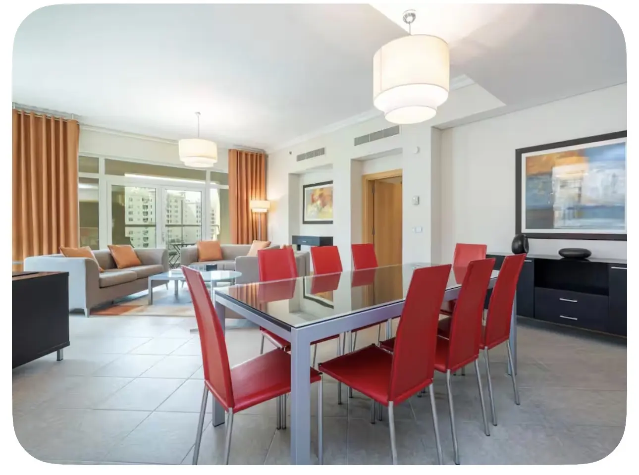 Original open-plan area with dated furniture and finishes